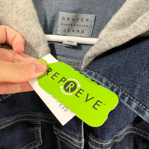 GRAVER by Susan Graver Denim & French Terry Jean Jacket Antique Wash Size 2X - Picture 5 of 13